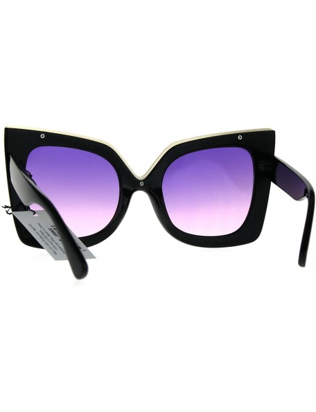 Oversized Womens Bat Shape Cat Eye Tip Oversize Plastic Fashion Sunglasses - Black Purple Pink - C1187KYRGGK $9.92