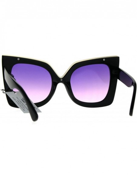 Oversized Womens Bat Shape Cat Eye Tip Oversize Plastic Fashion Sunglasses - Black Purple Pink - C1187KYRGGK $9.92