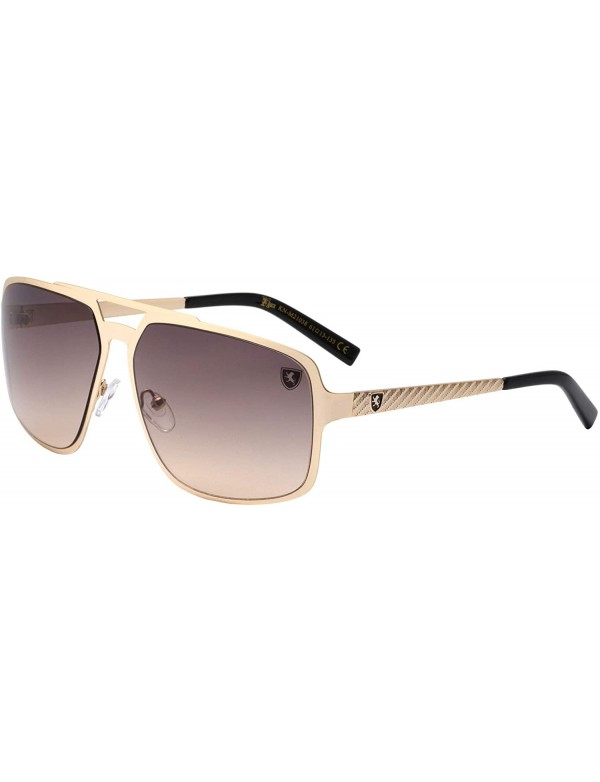 Aviator Downforce Flat Thin Frame Modern Geometric Aviator Sunglasses - Brown Gold - CJ199LWHAE5 $24.26