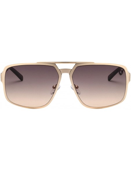 Aviator Downforce Flat Thin Frame Modern Geometric Aviator Sunglasses - Brown Gold - CJ199LWHAE5 $24.26