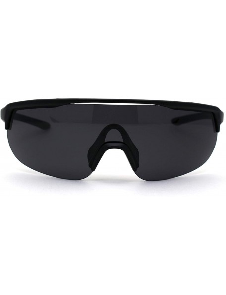 Oversized Flat Top Warp Shield Sport Robotic Plastic Sunglasses - Matte Black - CZ19623DAD5 $14.68