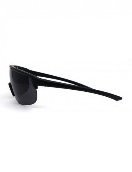Oversized Flat Top Warp Shield Sport Robotic Plastic Sunglasses - Matte Black - CZ19623DAD5 $14.68
