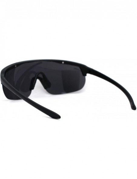Oversized Flat Top Warp Shield Sport Robotic Plastic Sunglasses - Matte Black - CZ19623DAD5 $14.68