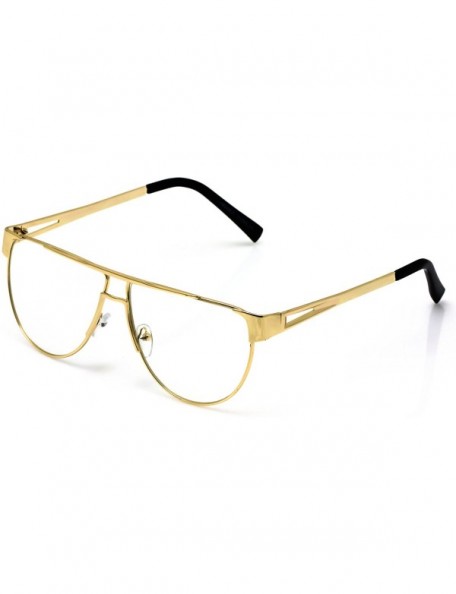 Oversized Classic Vintage Retro Style Clear Lens Eye Glasses Gold Metal Fashion Frame - CS182SGKH3Z $7.61