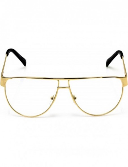 Oversized Classic Vintage Retro Style Clear Lens Eye Glasses Gold Metal Fashion Frame - CS182SGKH3Z $7.61