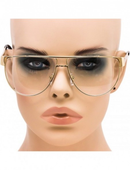 Oversized Classic Vintage Retro Style Clear Lens Eye Glasses Gold Metal Fashion Frame - CS182SGKH3Z $7.61