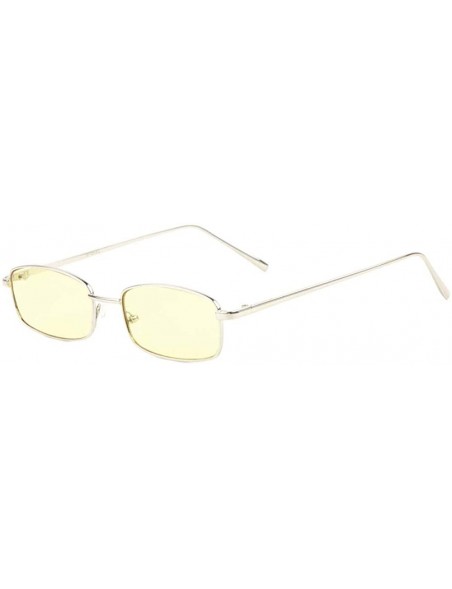 Rectangular Thin Frame Rounded Rectangular Color Lens Sunglasses - Yellow - C8198D93C4Y $15.39