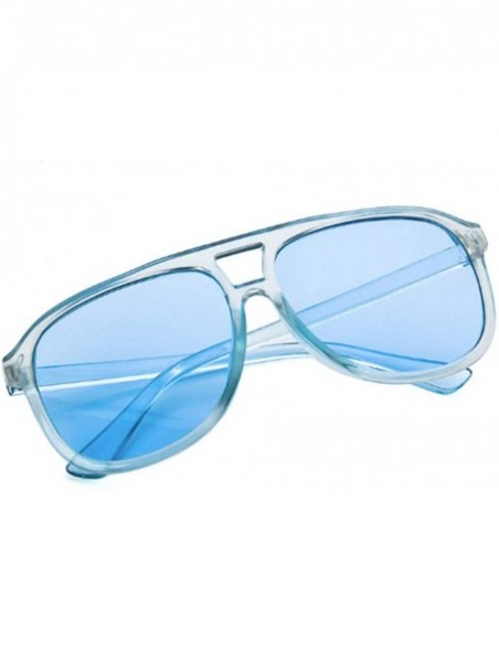 Aviator Light Blue Retro Aviator Unisex Style UV400 Sunglasses - C418WUSSNQ6 $20.72