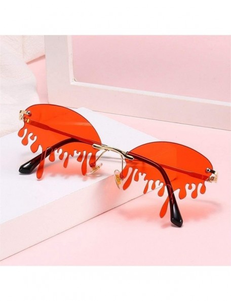 Oversized 2020 Fashion Tears Flame Sunglasses Women Rimless Wave Eyewear Luxury Trending Narrow Sun Glasses Streetwear - CZ19...