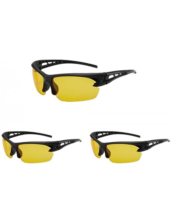 Goggle 3 Pieces Sunglasses Men's Windproof Sunglasses Rectangular Sunglasses - Yellow - CT194LELHUR $12.21