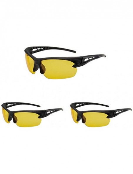 Goggle 3 Pieces Sunglasses Men's Windproof Sunglasses Rectangular Sunglasses - Yellow - CT194LELHUR $12.21