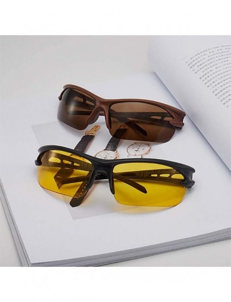 Goggle 3 Pieces Sunglasses Men's Windproof Sunglasses Rectangular Sunglasses - Yellow - CT194LELHUR $12.21
