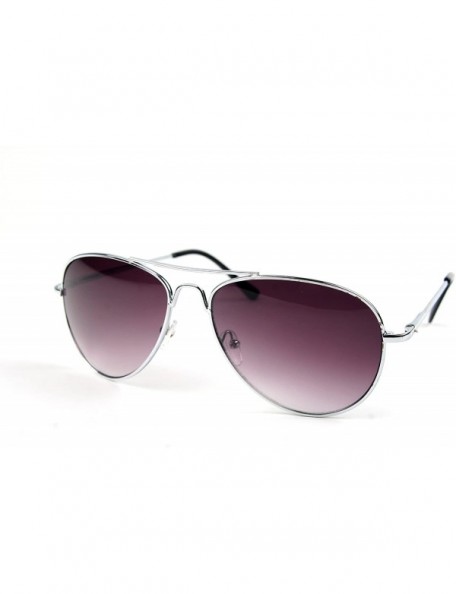 Aviator Metal Classic Aviator Color Lens Sunglasses Large Size P482 - Silver-gradient Smoke Lens - CC11BFU97ZF $9.92