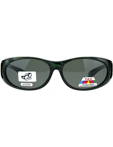 Oval Polarized Lens Fit Over Glasses Sunglasses Womens Oval Frame Dark Print - Green - C618ELNXDMU $16.08