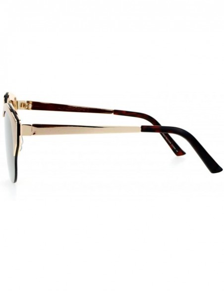 Wayfarer Mirrored Mirror Lens Retro Flat Lens Futuristic Half Horned Rim Sunglasses - All Gold - CE12DI9C5EZ $12.18
