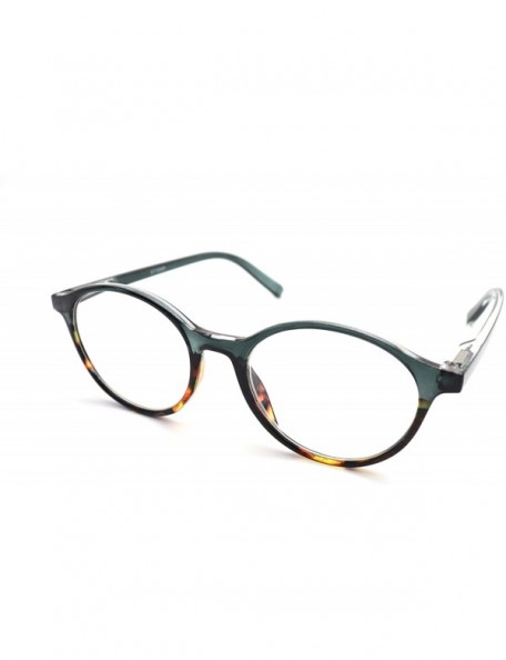 Round shoolboy fullRim Lightweight Reading spring hinge Glasses - Z1 Shiny Green Tortoise 2 Tone - CN18TUESN9W $21.95