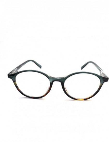 Round shoolboy fullRim Lightweight Reading spring hinge Glasses - Z1 Shiny Green Tortoise 2 Tone - CN18TUESN9W $21.95