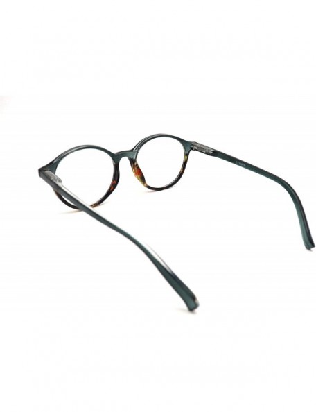 Round shoolboy fullRim Lightweight Reading spring hinge Glasses - Z1 Shiny Green Tortoise 2 Tone - CN18TUESN9W $21.95