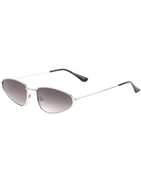 Oval Semi Oval Thin Frame Color Lens Sunglasses - Smoke Silver - C6197A77IHH $13.30