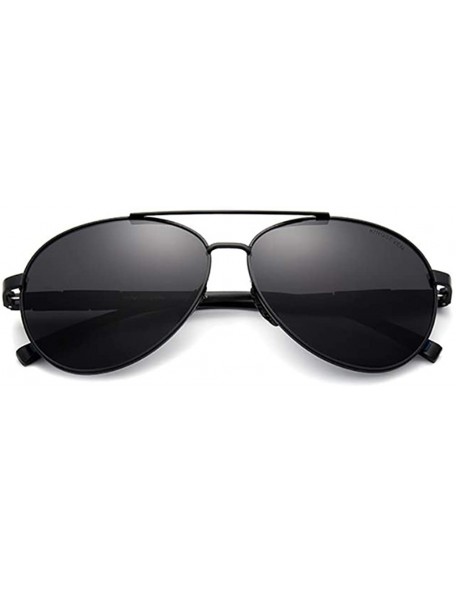 Aviator Genuine aviator sunglasses men fashion polarized UV400 ultra light Al-Mg - Black/Gray - CK18ZWMMLZU $34.36
