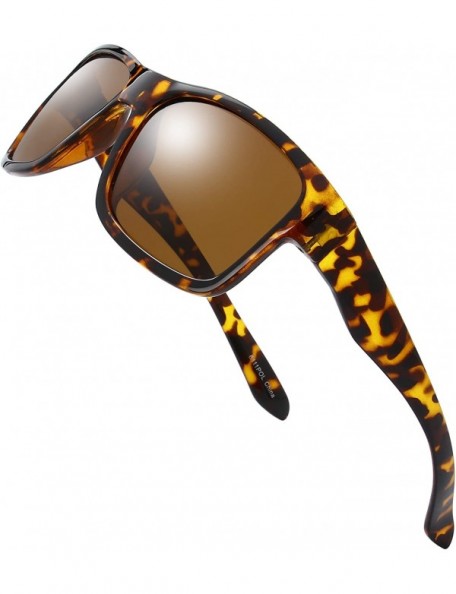 Rectangular Polarized Sunglasses for Men Women Driving Fishing Unisex Vintage Rectangular Sun Glasses - 1-shiny Tortoise - CE...