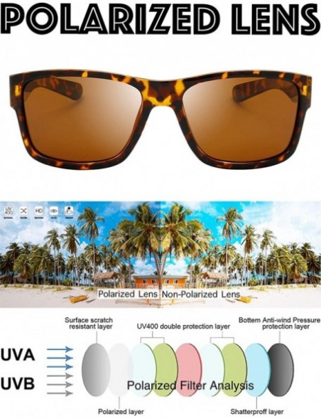 Rectangular Polarized Sunglasses for Men Women Driving Fishing Unisex Vintage Rectangular Sun Glasses - 1-shiny Tortoise - CE...