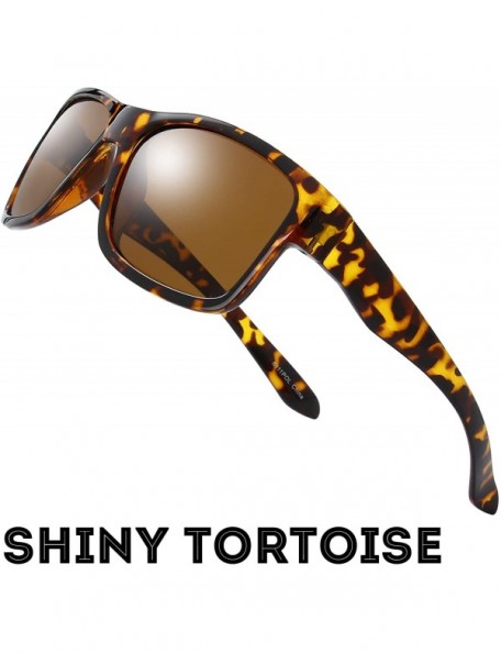 Rectangular Polarized Sunglasses for Men Women Driving Fishing Unisex Vintage Rectangular Sun Glasses - 1-shiny Tortoise - CE...