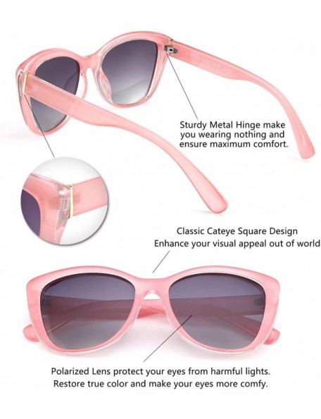 Aviator Polarized Vintage Sunglasses American Square Jackie O Cat Eye Sunglasses B2451 - Pink - CT18NI2RL7T $16.18