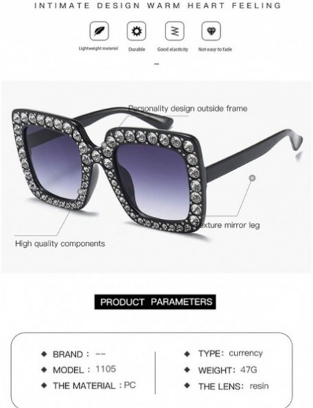 Square Big Square Diamond Frame Multicolor Popular Sunglasses for Girls Fashion Glasses 5702 - Grey - CP18AHQDN88 $8.77