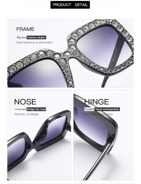 Square Big Square Diamond Frame Multicolor Popular Sunglasses for Girls Fashion Glasses 5702 - Grey - CP18AHQDN88 $8.77