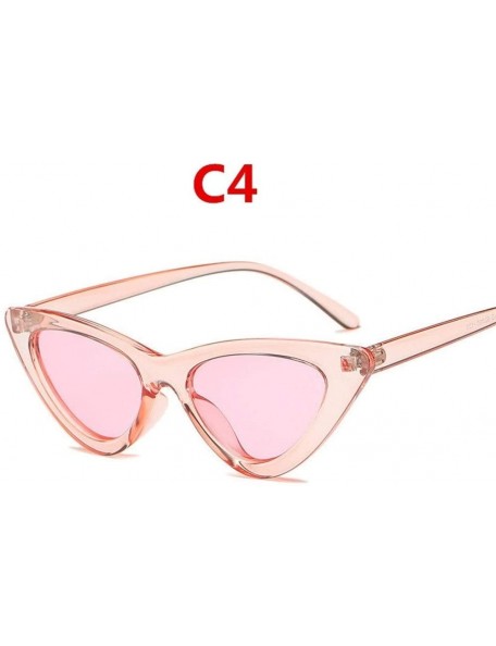 Cat Eye 2020 Fashion Sunglasses Woman Vintage Retro Triangular Cat Eye Glasses Transparent Ocean Uv400 (Color C4) - C4 - C419...