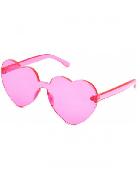 Rimless Love Heart Shaped Sunglasses for Women - Pink - CW18XG7E9UC $8.70