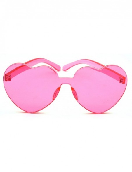 Rimless Love Heart Shaped Sunglasses for Women - Pink - CW18XG7E9UC $8.70
