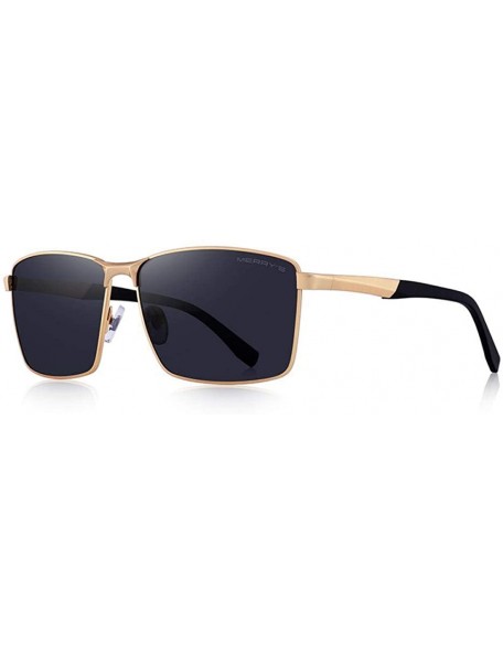 Aviator DESIGN Men Classic Rectangle Sunglasses HD Polarized Sun Glasses For C01 Black - C04 Gold - CR18XEC5ZND $12.85
