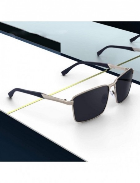 Aviator DESIGN Men Classic Rectangle Sunglasses HD Polarized Sun Glasses For C01 Black - C04 Gold - CR18XEC5ZND $12.85