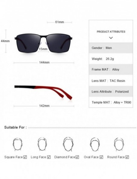 Aviator DESIGN Men Classic Rectangle Sunglasses HD Polarized Sun Glasses For C01 Black - C04 Gold - CR18XEC5ZND $12.85
