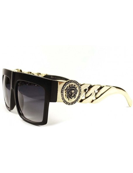 Square Swag Hip Hop Rapper Rich Look Stylish Link Chain Mens Womens Sunglasses - Black - CW189AN070Y $19.31
