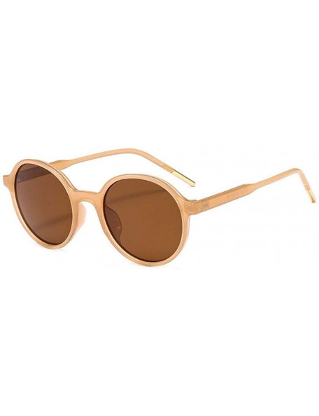 Round Women Fashion Eyewear Round Beach 21SUNglasses with Case UV400 Protection - Jelly Brown Frame/Brown Lens - CV18WQCN46K ...