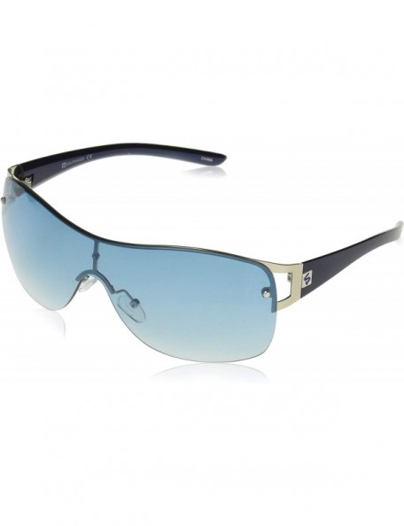 Rimless Men's 5029SP Rimless Vented Shield Sunglasses with 100% UV Protection- 55 mm - Silver & Blue - CK18NKIEUZ9 $48.92