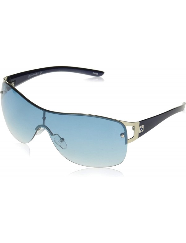 Rimless Men's 5029SP Rimless Vented Shield Sunglasses with 100% UV Protection- 55 mm - Silver & Blue - CK18NKIEUZ9 $22.17