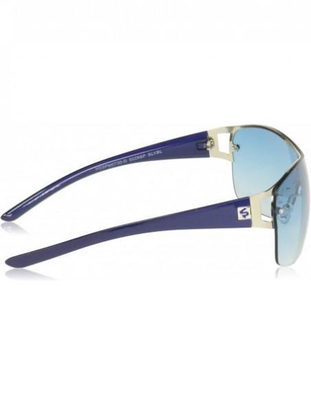 Rimless Men's 5029SP Rimless Vented Shield Sunglasses with 100% UV Protection- 55 mm - Silver & Blue - CK18NKIEUZ9 $22.17