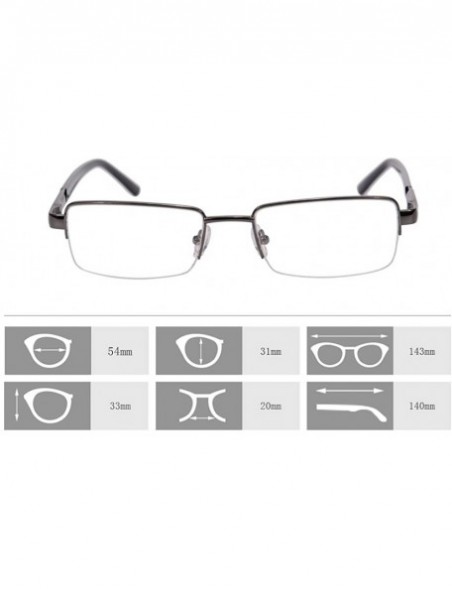 Rectangular Metal Frame Blue Light Blocking Reading Glasses 1.56 Lenses-6334 - C617YHZ9Q35 $21.28