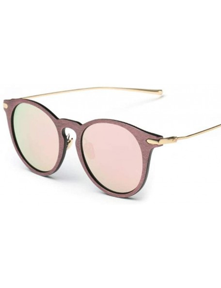 Round Women's Round Frame Glasses Woodgrain Outdoor Sports Sunglasses - 1 - CX18U6E76X8 $51.43
