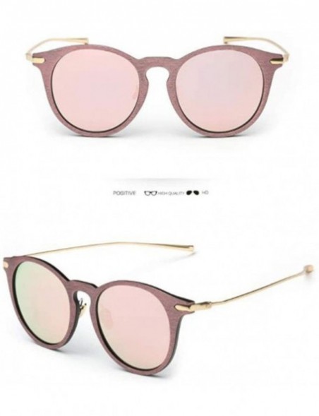 Round Women's Round Frame Glasses Woodgrain Outdoor Sports Sunglasses - 1 - CX18U6E76X8 $31.75