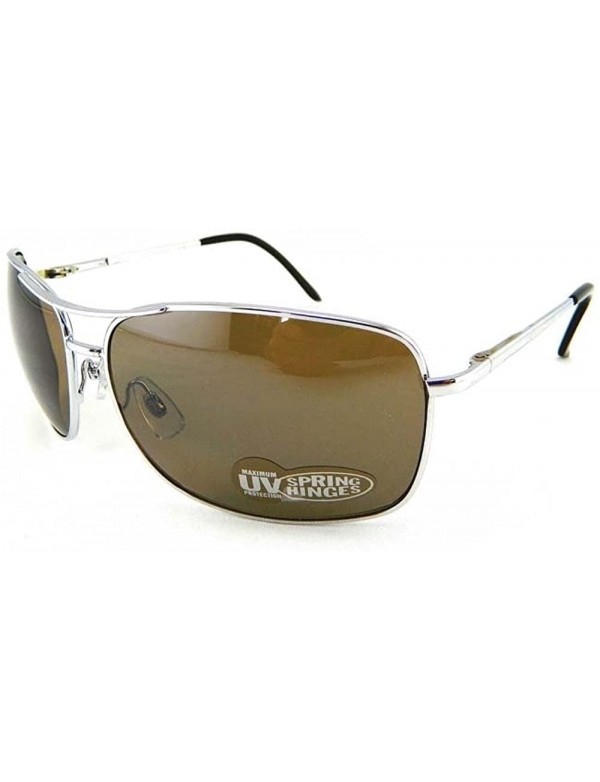 Aviator New Promotional Budget Rectangular Metal Aviator Sunglasses With Spring Temple - Silver - CO11F4FSY3X $9.32