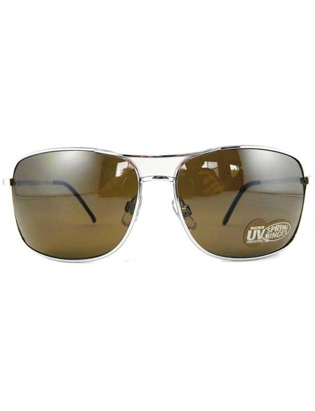 Aviator New Promotional Budget Rectangular Metal Aviator Sunglasses With Spring Temple - Silver - CO11F4FSY3X $9.32