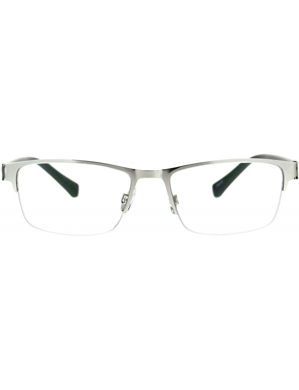 Rimless Mens Half Metal Rim Rectangular Multi 3 Power Focus Progressive Reading Glasses - Silver - CO182G6HZGU $10.99