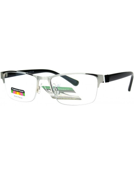 Rimless Mens Half Metal Rim Rectangular Multi 3 Power Focus Progressive Reading Glasses - Silver - CO182G6HZGU $10.99