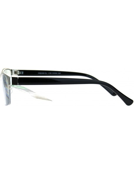 Rimless Mens Half Metal Rim Rectangular Multi 3 Power Focus Progressive Reading Glasses - Silver - CO182G6HZGU $10.99