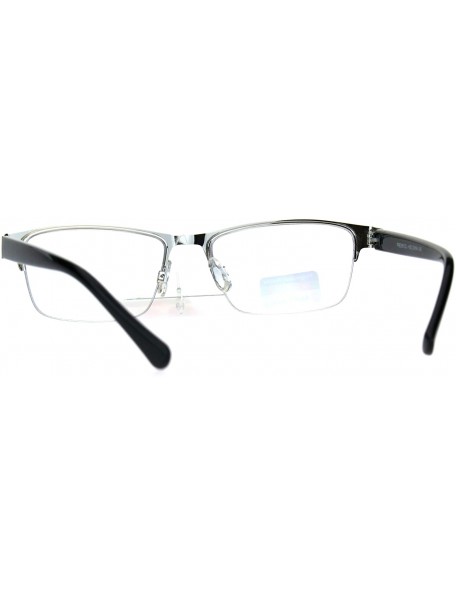 Rimless Mens Half Metal Rim Rectangular Multi 3 Power Focus Progressive Reading Glasses - Silver - CO182G6HZGU $10.99